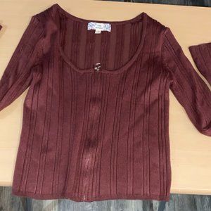 women's size medium zip up long sleeve sweater top/shirt/blouse